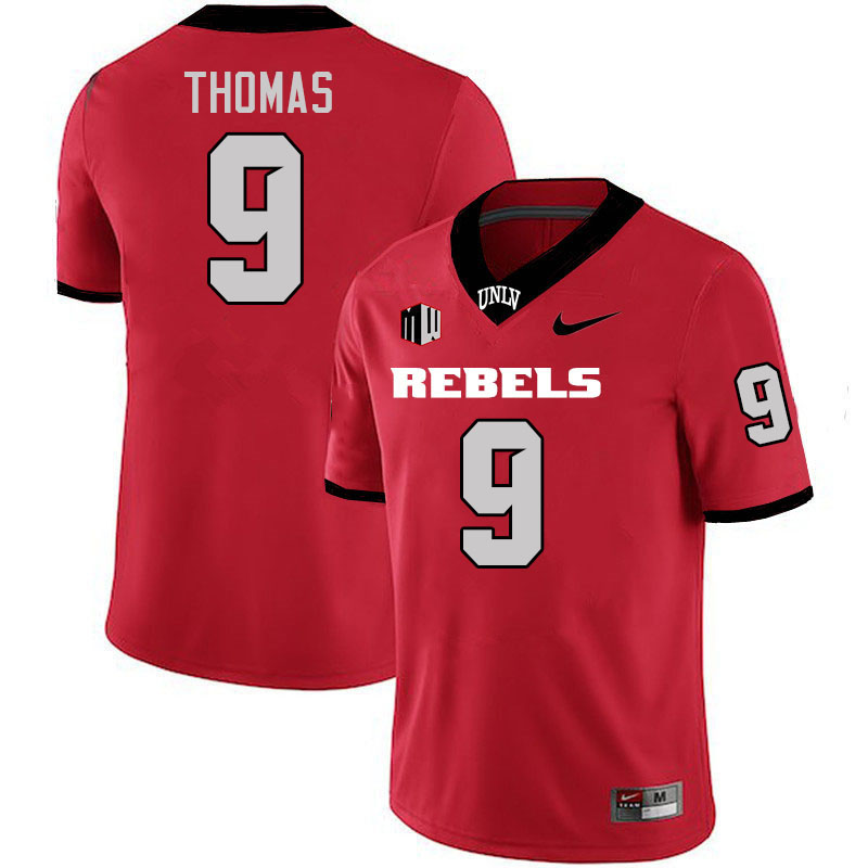 Men #9 Jai'Den Thomas UNLV Rebels College Football Jerseys Stitched-Scarlet